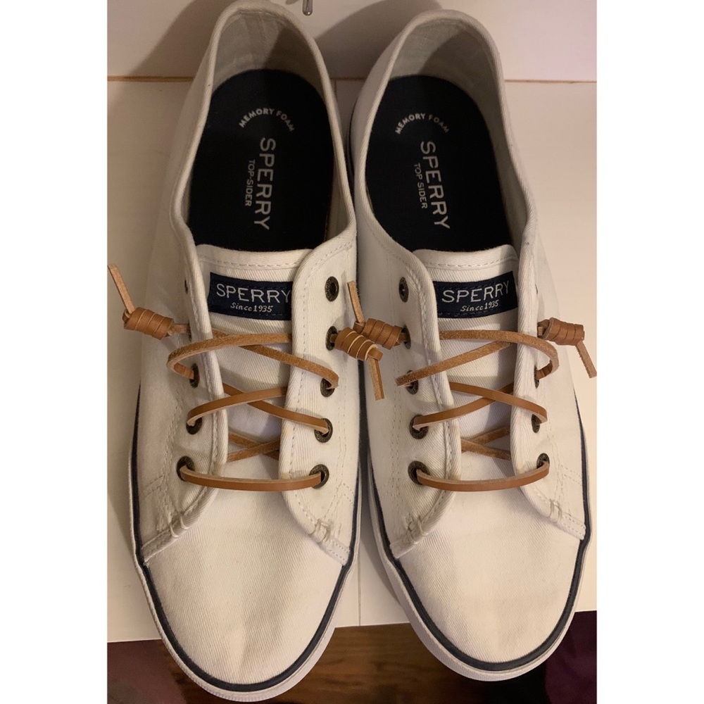Sperry Pier View Sneaker white fabric upper 10M